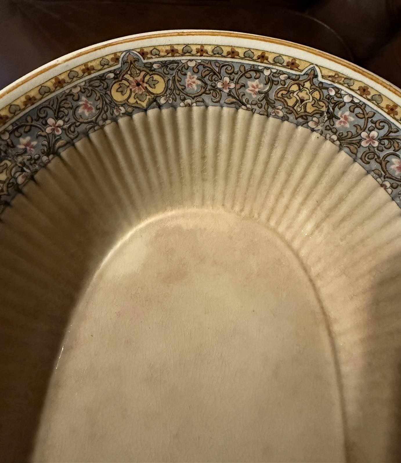 Ridgways England Orient Vegetable Dish Ceramic 9” Crackle Glaze CF Bassett 1924
