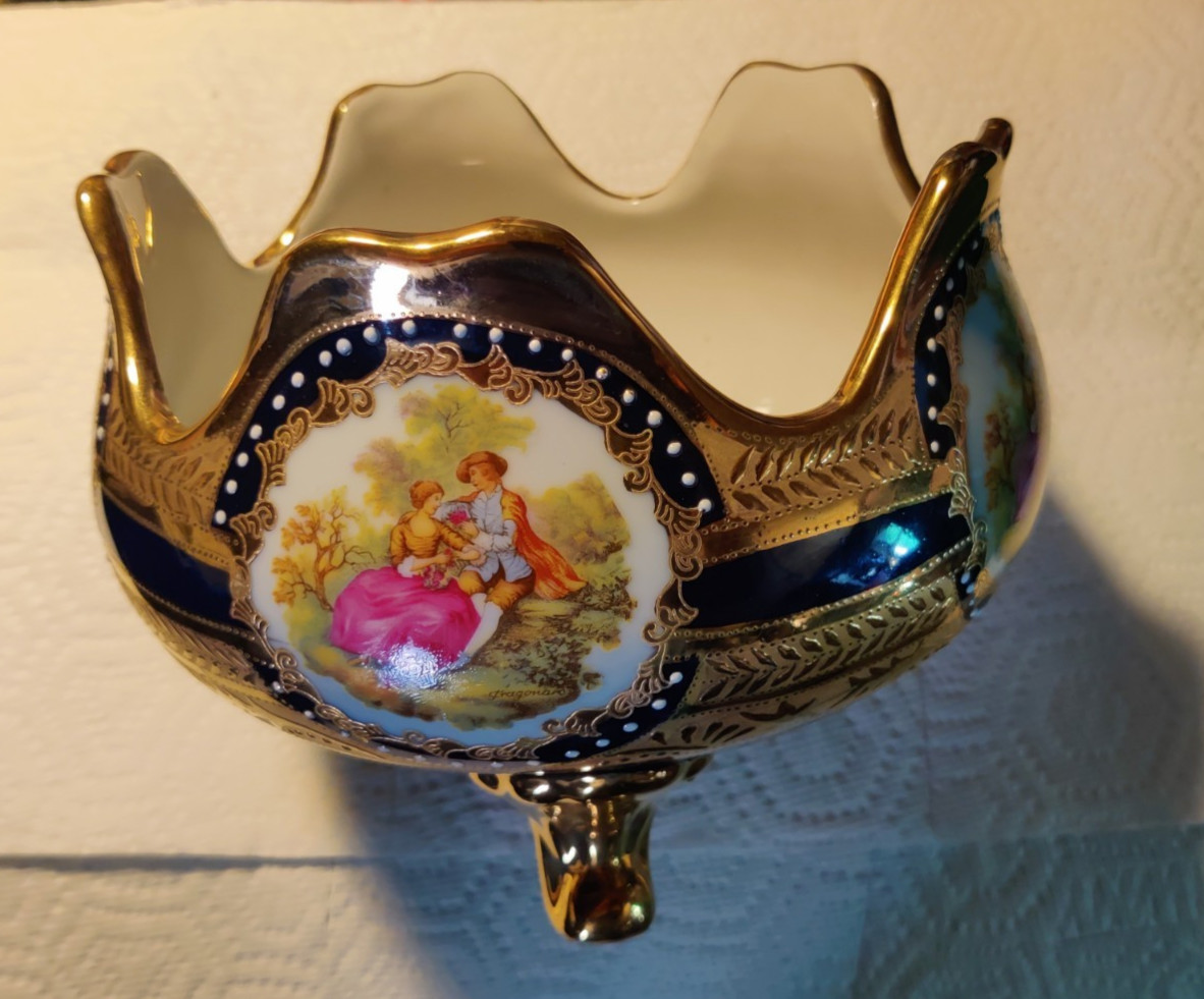 Limoge Design Decorative Porcelin Bowl 8″ round x 6-1/2″ H
