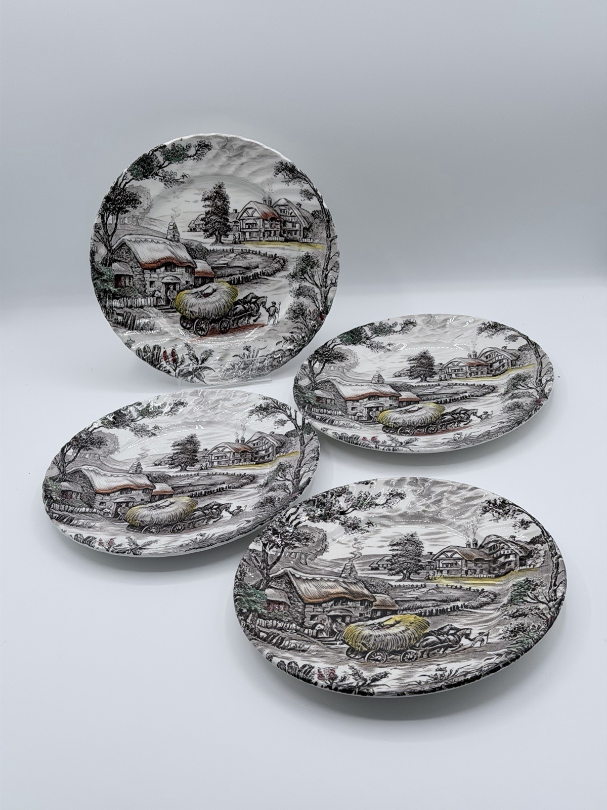 Staffordshire Ironstone Yorkshire Multicolor Salad Plate Set of 4 England