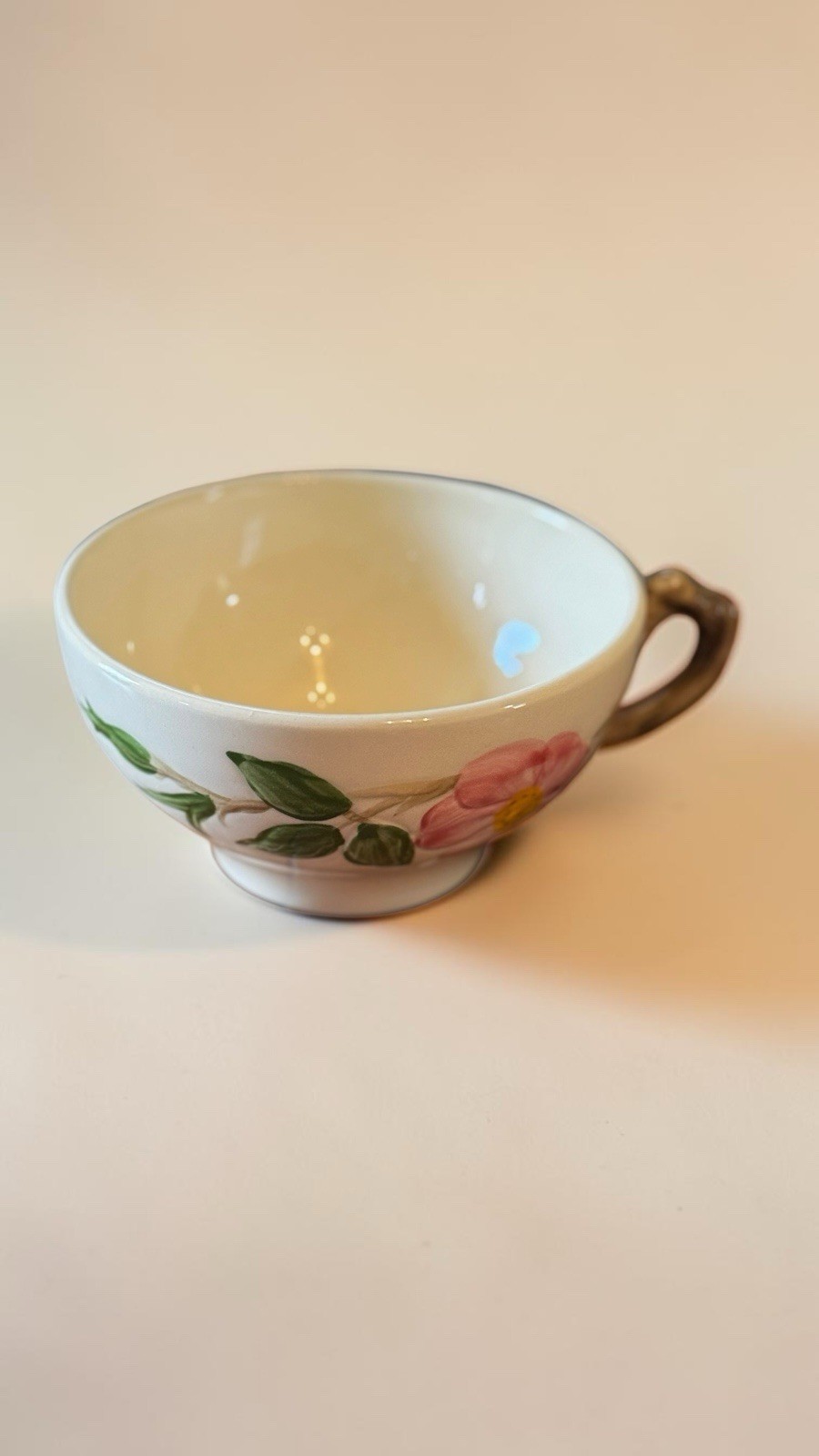 Set Of 4 Vintage Franciscan Desert Rose Flat Cups Pink Floral Tea/Coffee Cups