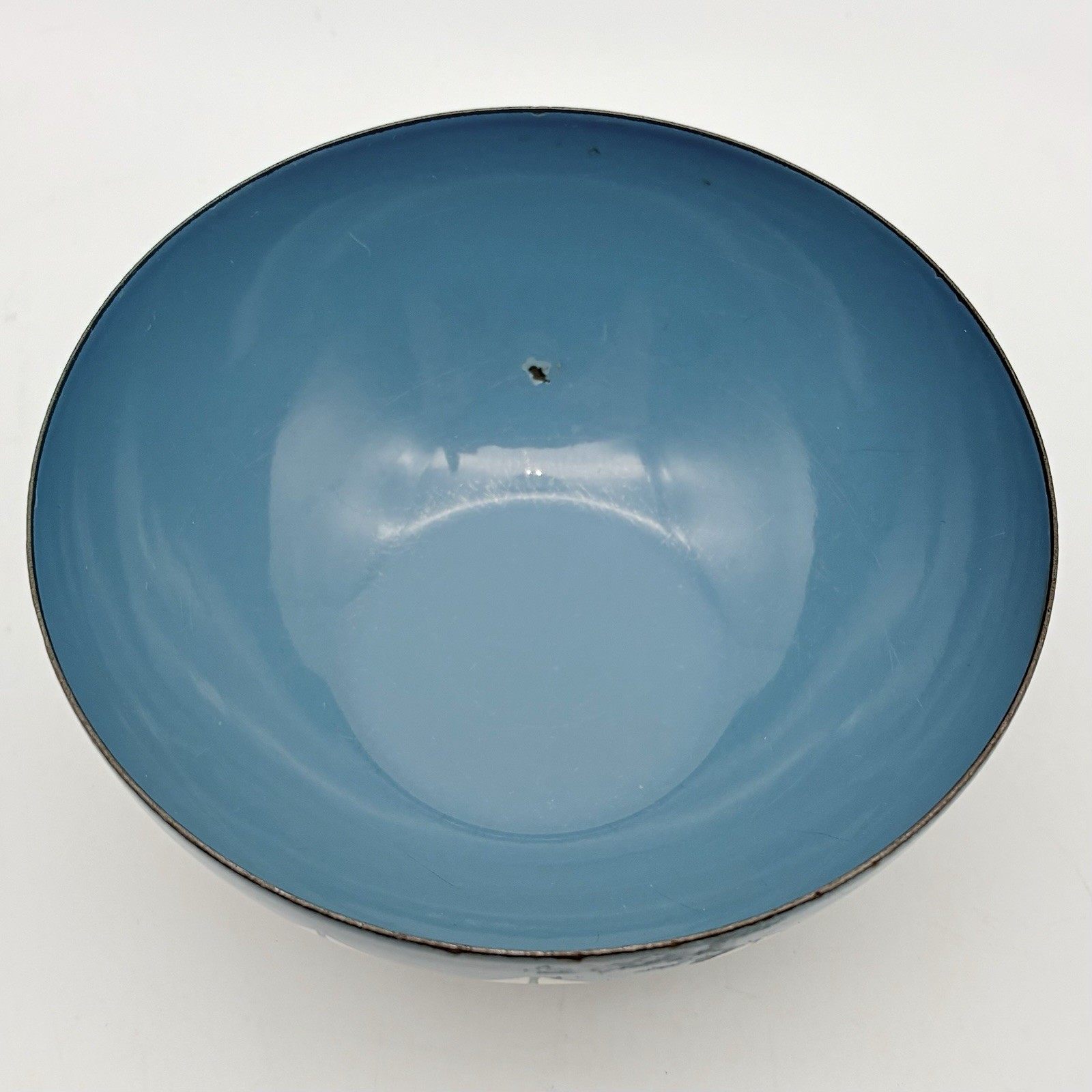 3 Vintage Cathrineholm Teal Blue Lotus Bowls From Norway 5.5 Inches Wide