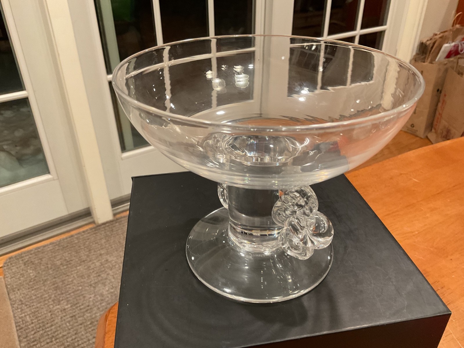 SIMON MOORE SIGNED / DATED CONTEMPORARY STUDIO ART GLASS COMPOTE DATED 1992