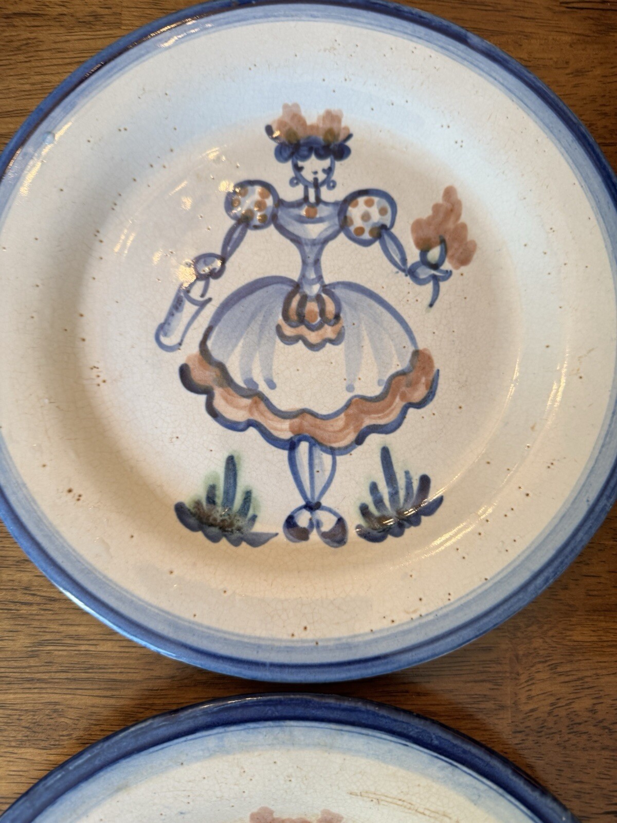 2 Vintage John B Taylor Art Pottery Milkmaid Lunch Plates 9” Louisville
