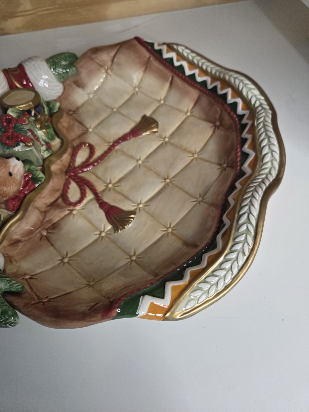 Fitz And Floyd Holiday Home Santa Server Serving Bowl Platter Vintage XLarge