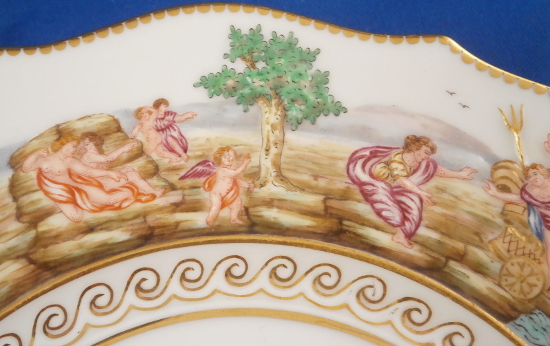 Antique Ginori Doccia Porcelain Capodimonte Relief Scene Plate Porzellan Scenic