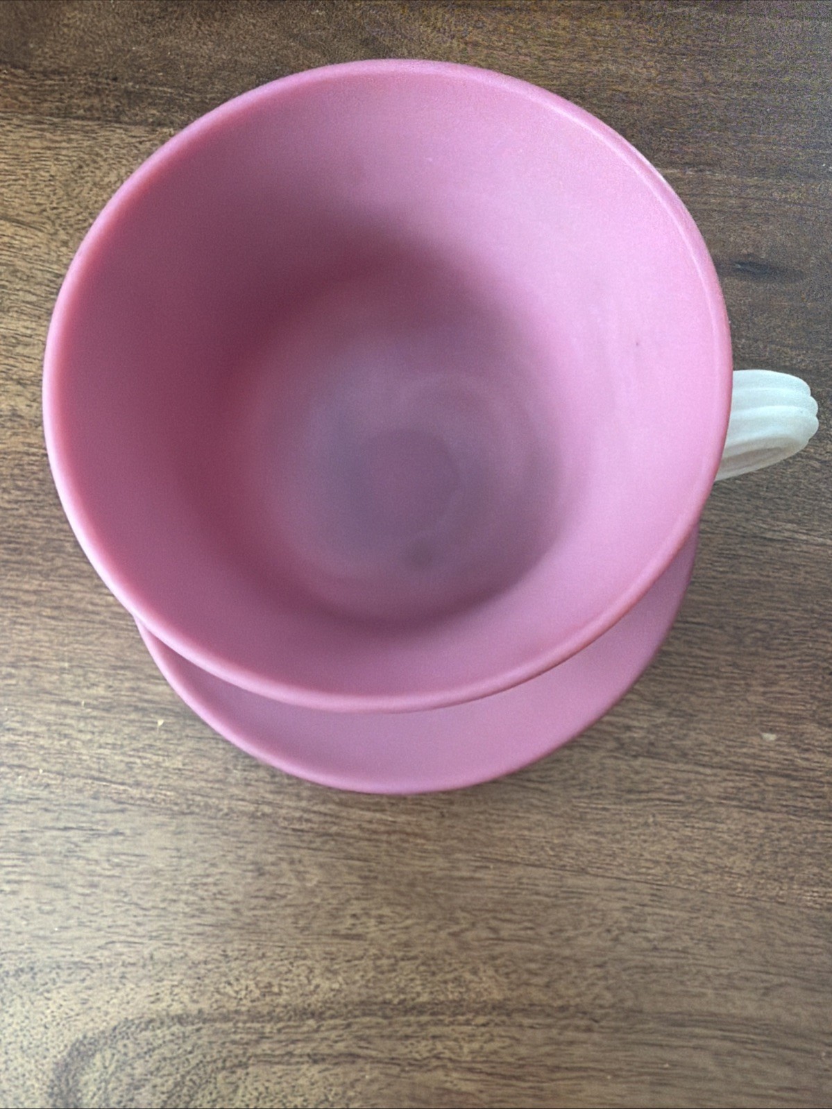 Vintage PINK PAIRPOINT Peach Blow Glass Cup & Saucer Matte Satin Made USA READ