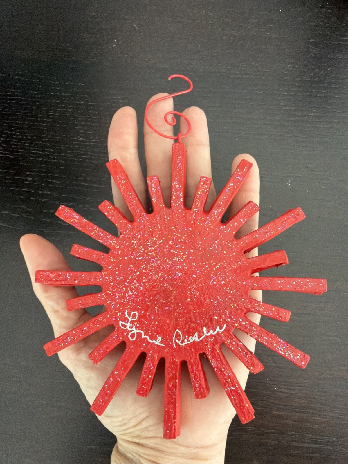 FIESTA WARE * SUN ☀️ Christmas Ornament HANDMADE USA with Vintage Red ( ORANGE)