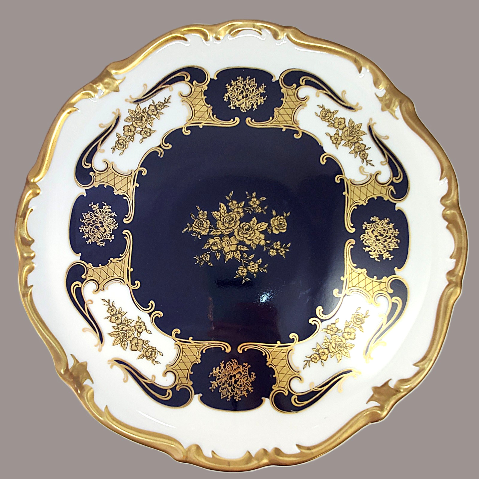 Reichenbach ECHT KOBALT GDR 24K Gilt Round Serving Platter 11.5″