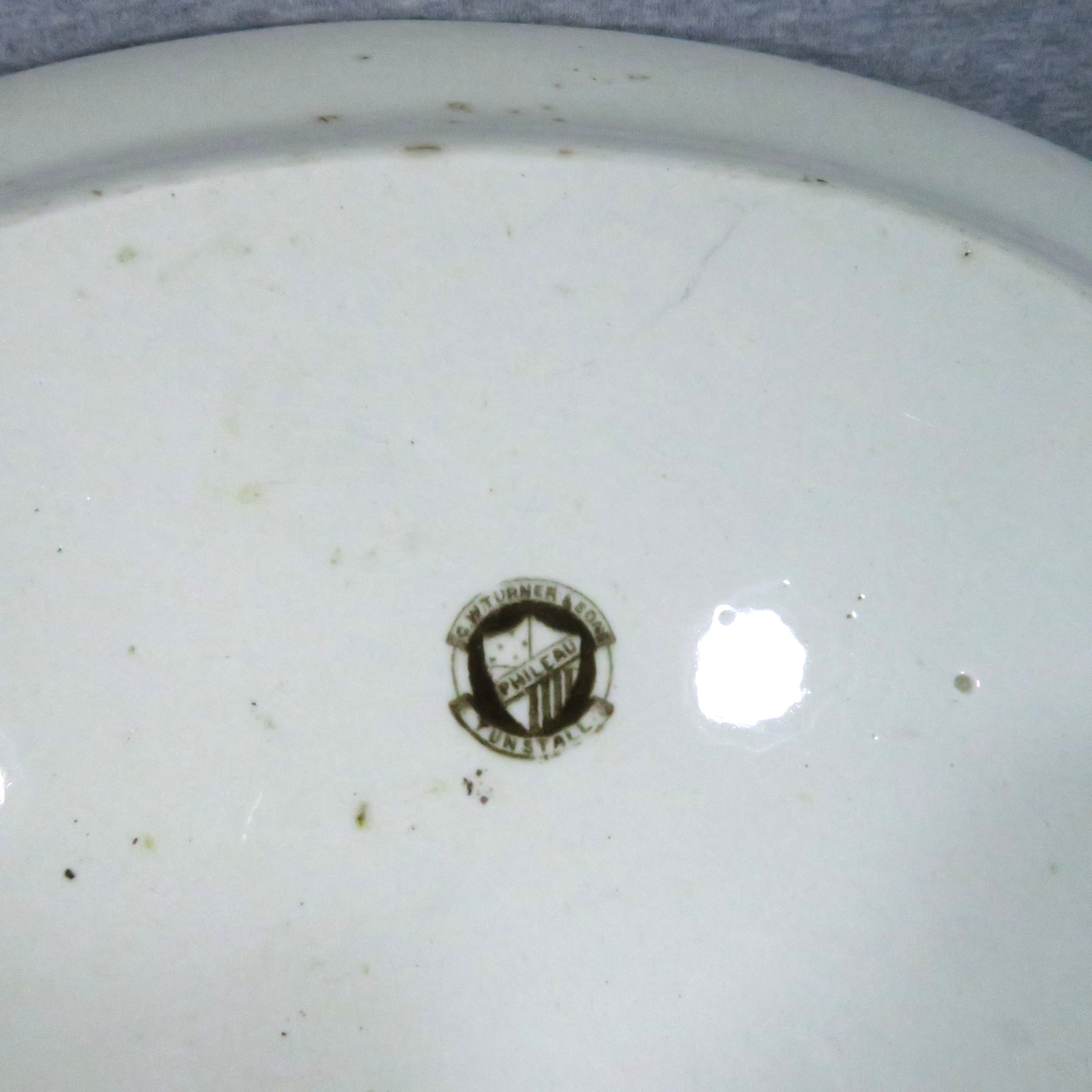 Antique GW Turner & Sons Transferware Platter Phileau Brown White Oval England
