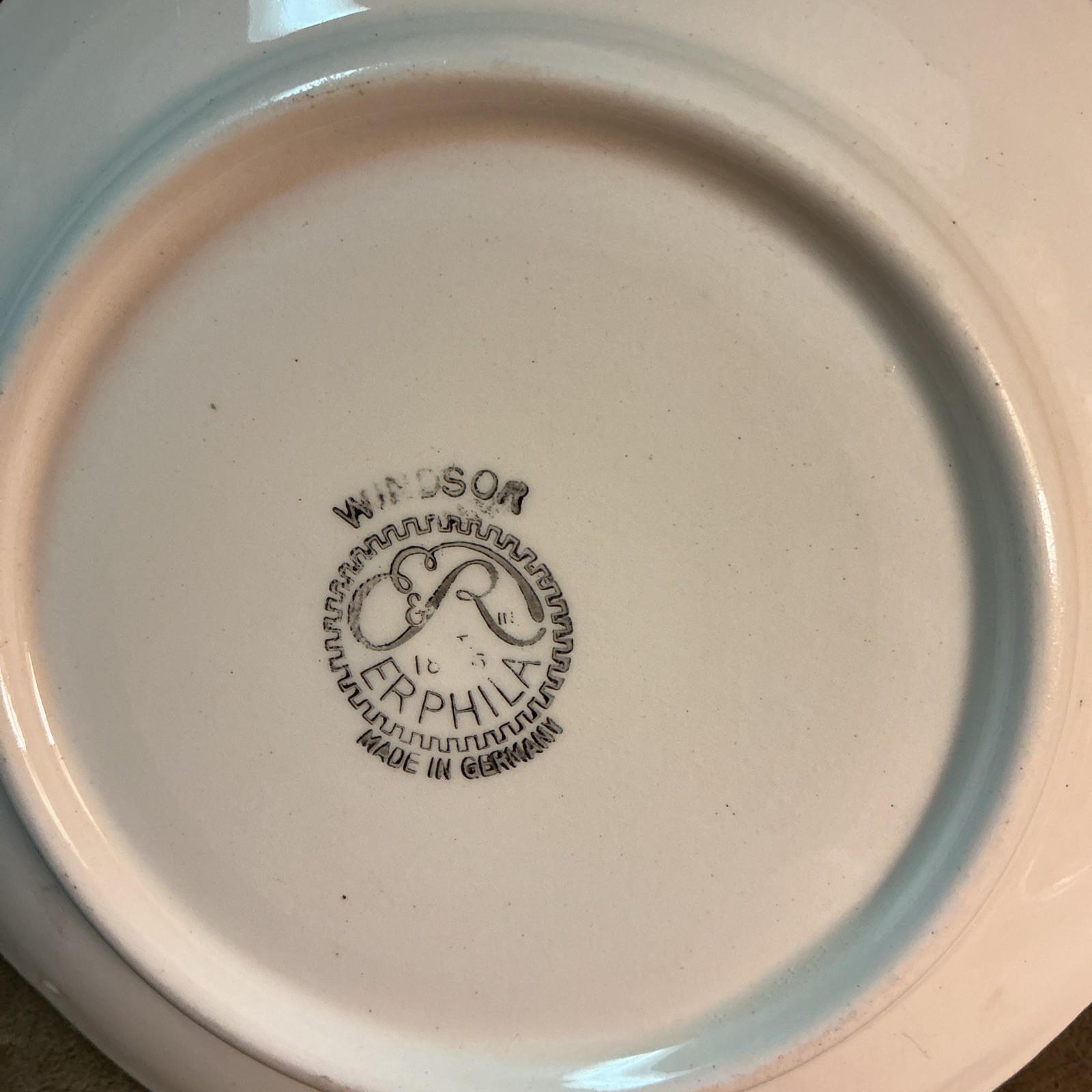 Vintage ErPHILA Pottery Made Germany WiNDSOR Rose Needlepoint Chintz Saucer