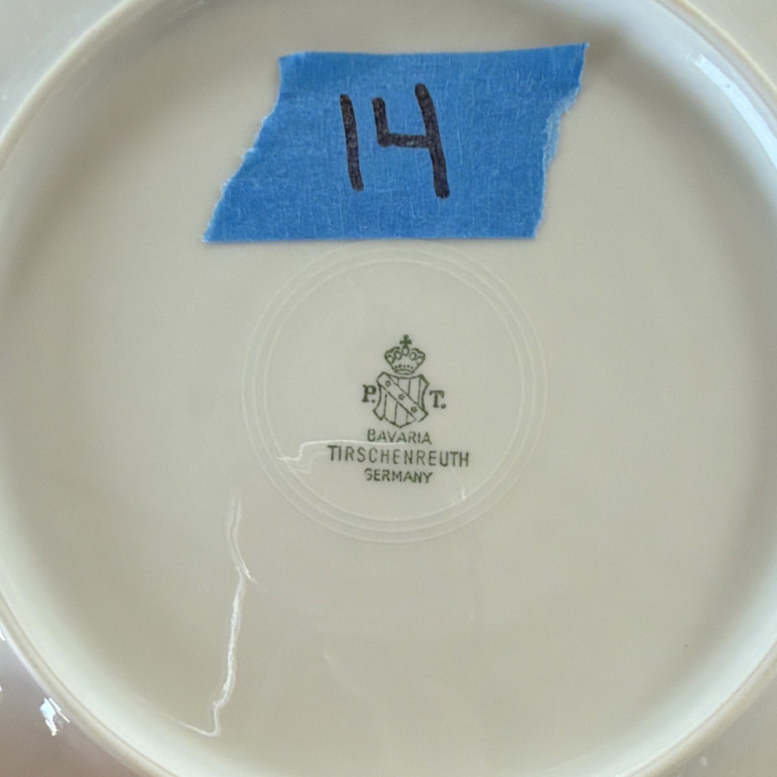 Tirschenreuth Bavaria Germany Floral Porcelain Round Plate White Pink Green