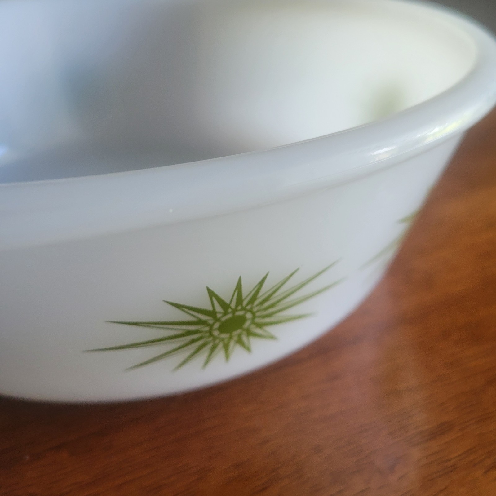Vintage Glasbake Milk Glass Oval Casserole Atomic Starbursts Stars 2qt