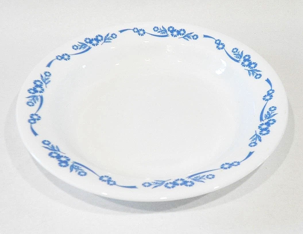 Corelle Blue Cornflower 60th Anniversary Flat Rim Shallow Pasta Bowl 15 oz.