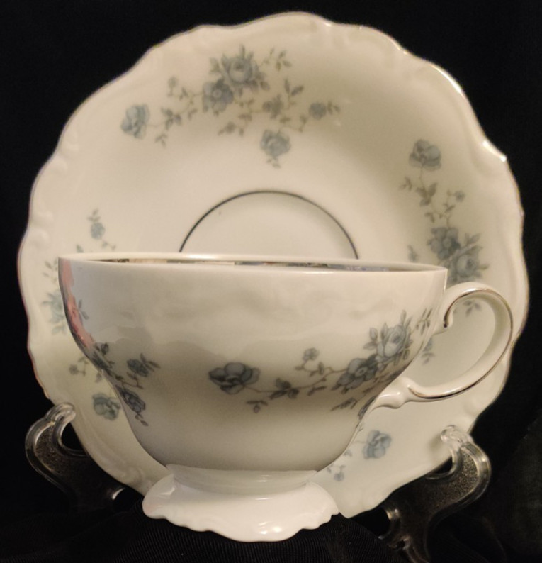 Footed Teacup And Saucer Blue Garland (Bavaria Backstamp) Johann Haviland