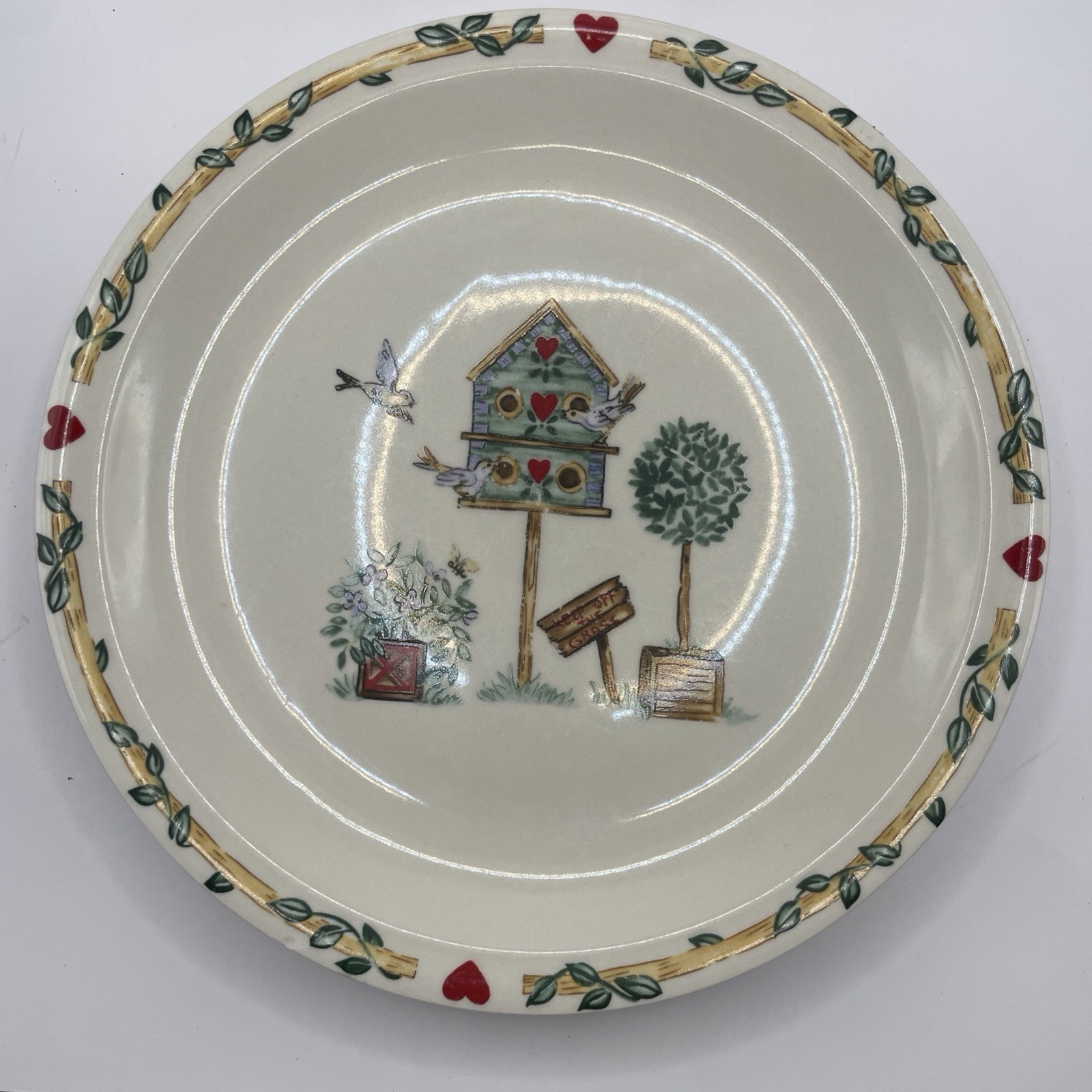 3 Dinner Plates Birdhouse Pattern Thomson Pottery 10 1/4″ Cottage Core Farmhouse