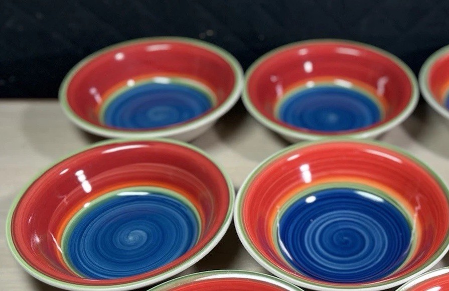 4 ROYAL NORFOLK Mambo Swirl 7.50″ Coupe Bowls Soup Cereal BLUE