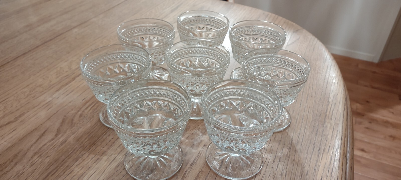 Ice Cream Sundae Pedestal Glass Cups, Set of 8, Vintage Dessert Bowls