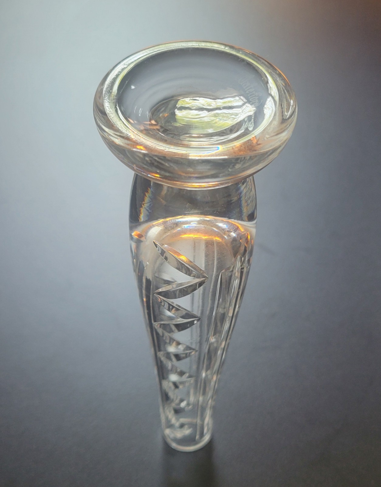 Waterford Crystal 7” Tall Footed Bud Vase ZigZag Leaf Cuts Vntg ☘️ Ireland EUC