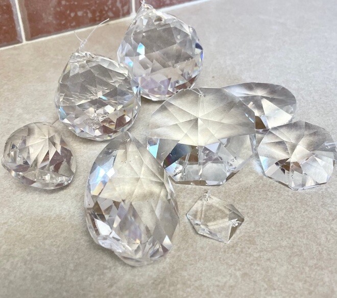 Window crystal pendant with many facets of diamond cutting process beautiful 8pc