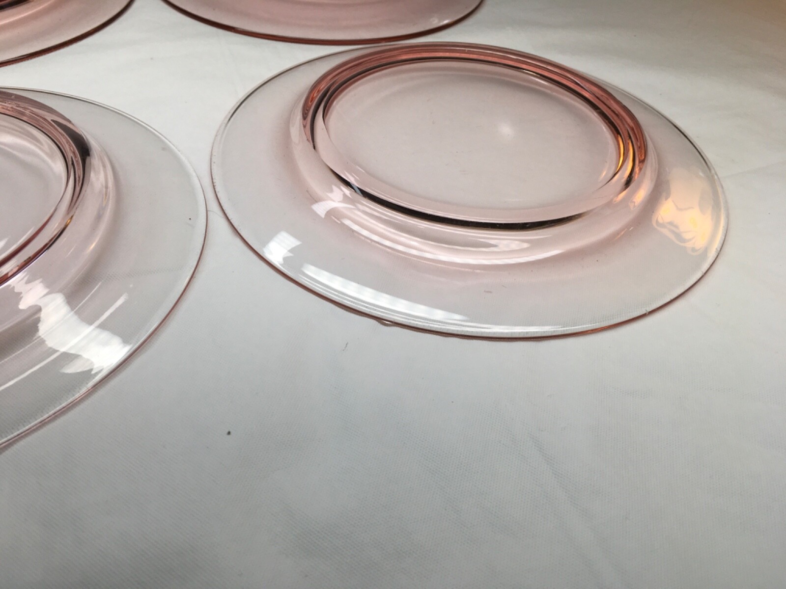 Pink Depression Glass Plates 7-3/4″ Blown Glass Salad Plates Pink Shade Varies 4