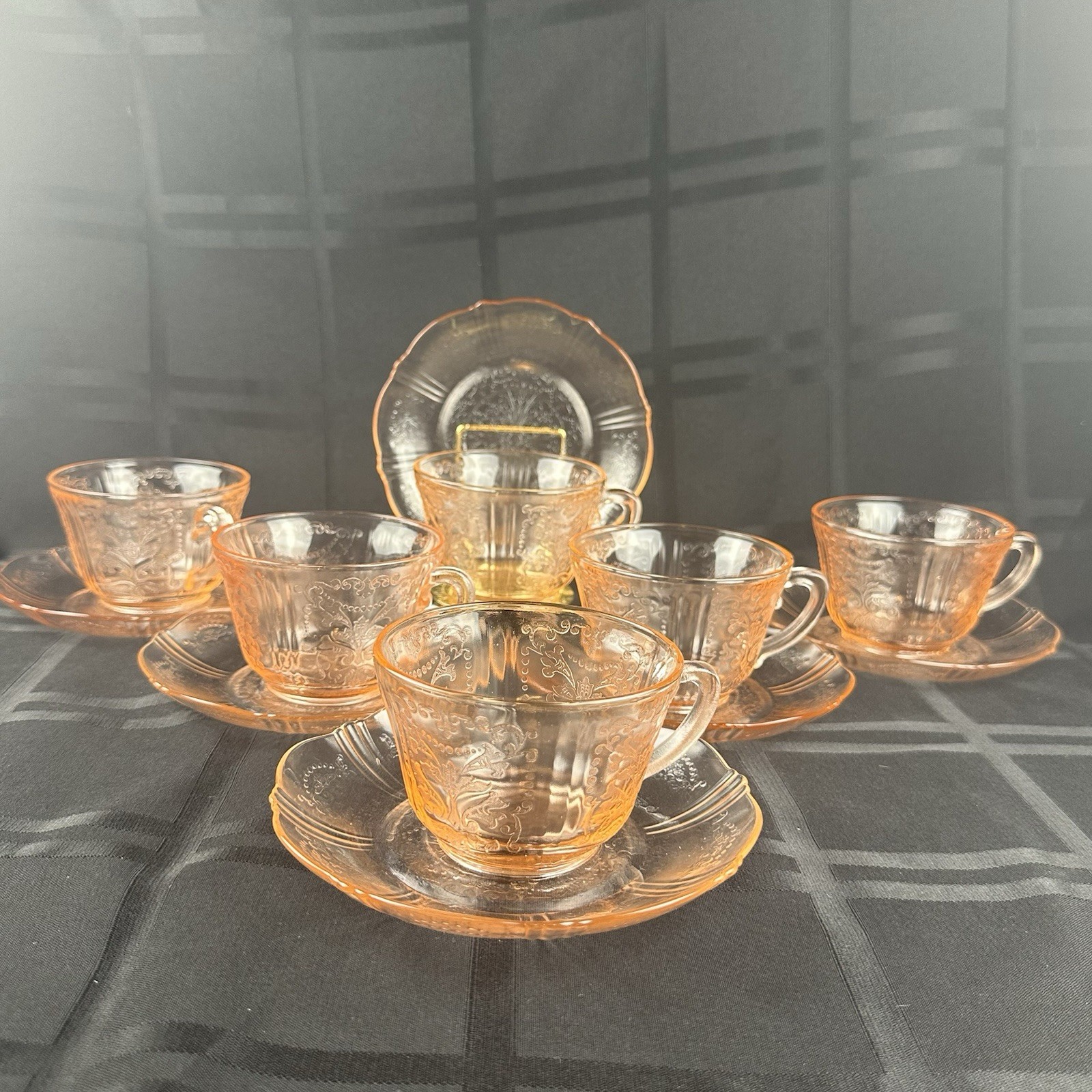 Vtg Macbeth Evans American Sweetheart Pink Depression Glass 2pc Cup Saucer Set