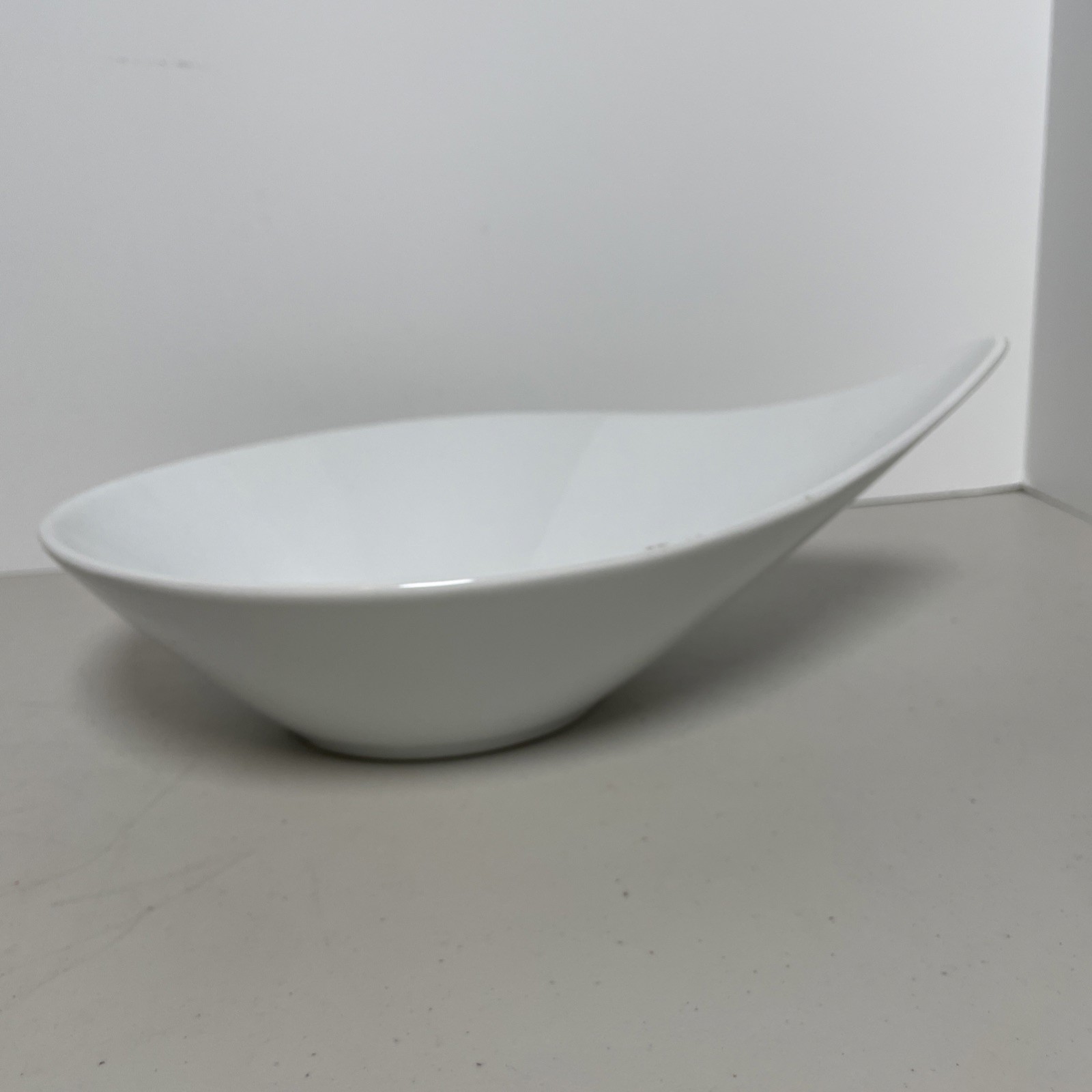 222 Fifth White Porcelain Asymmetrical Swoop 12” Serving Bowl Replacement Dish