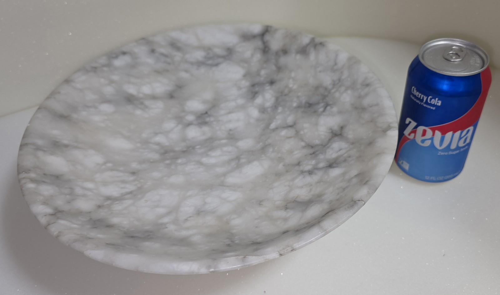 Vintage 12″Diameter ALABASTER MARBLE Compote Centerpiece Bowl ITALY