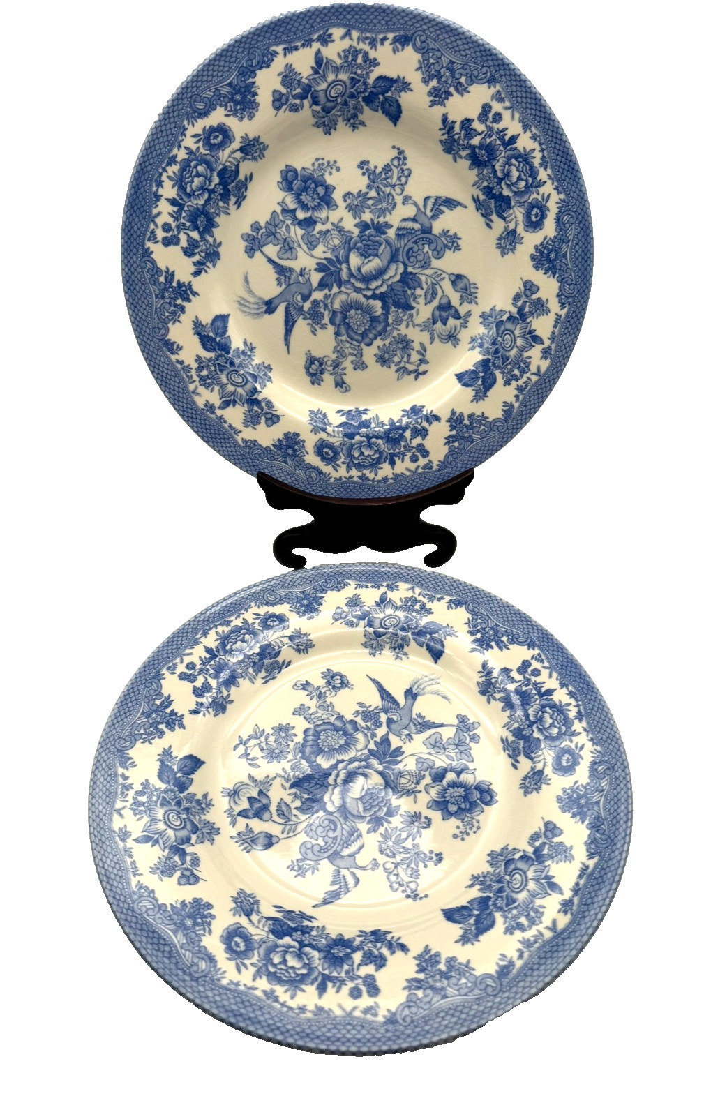 Royal Stafford Asiatic Pheasant Blue White Floral Salad Plate 8 1/4″ Set of 2