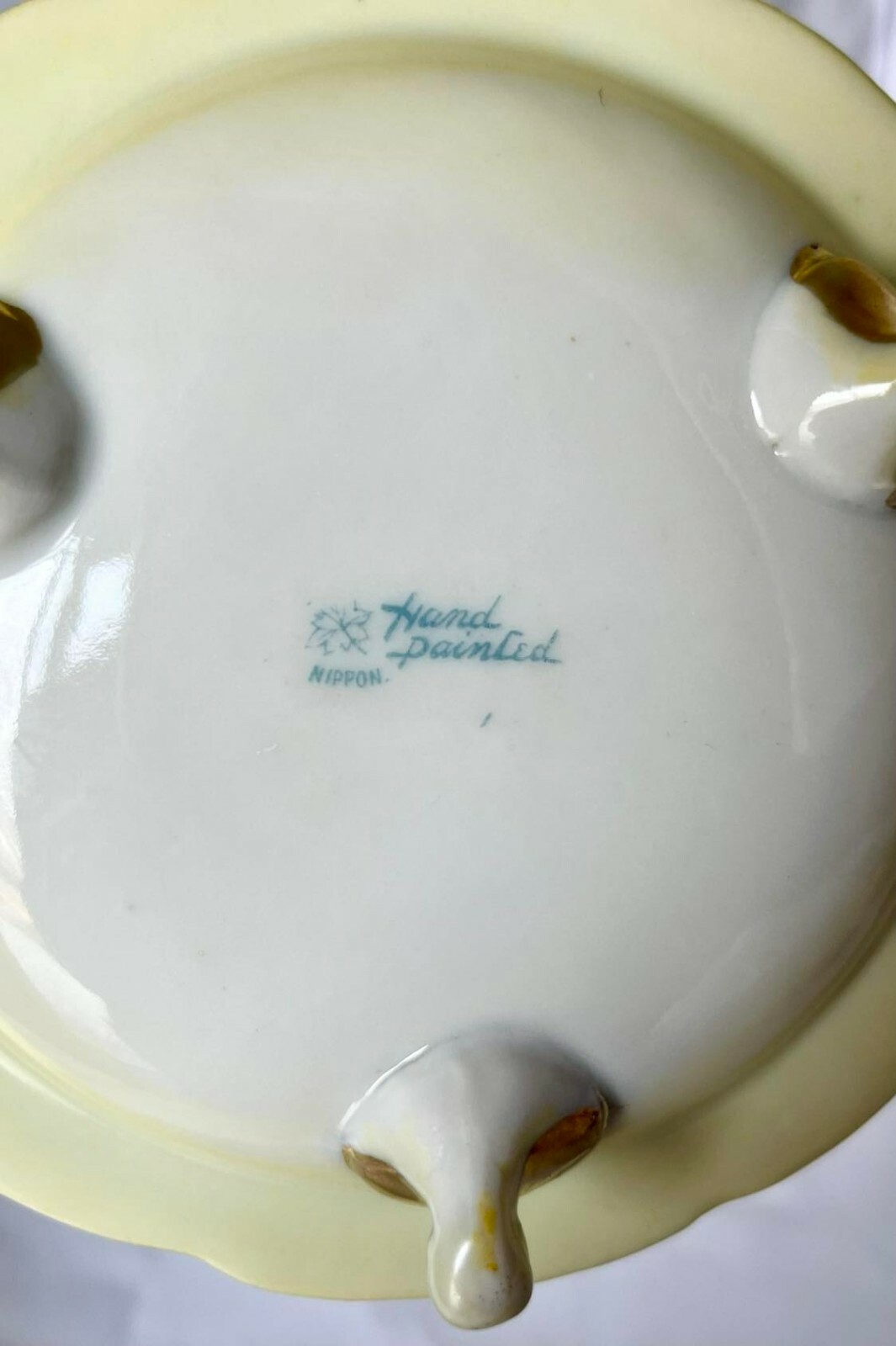Vintage NIPPON Hand Painted Gold Encrusted Creamer and Sugar Bowl with Lid