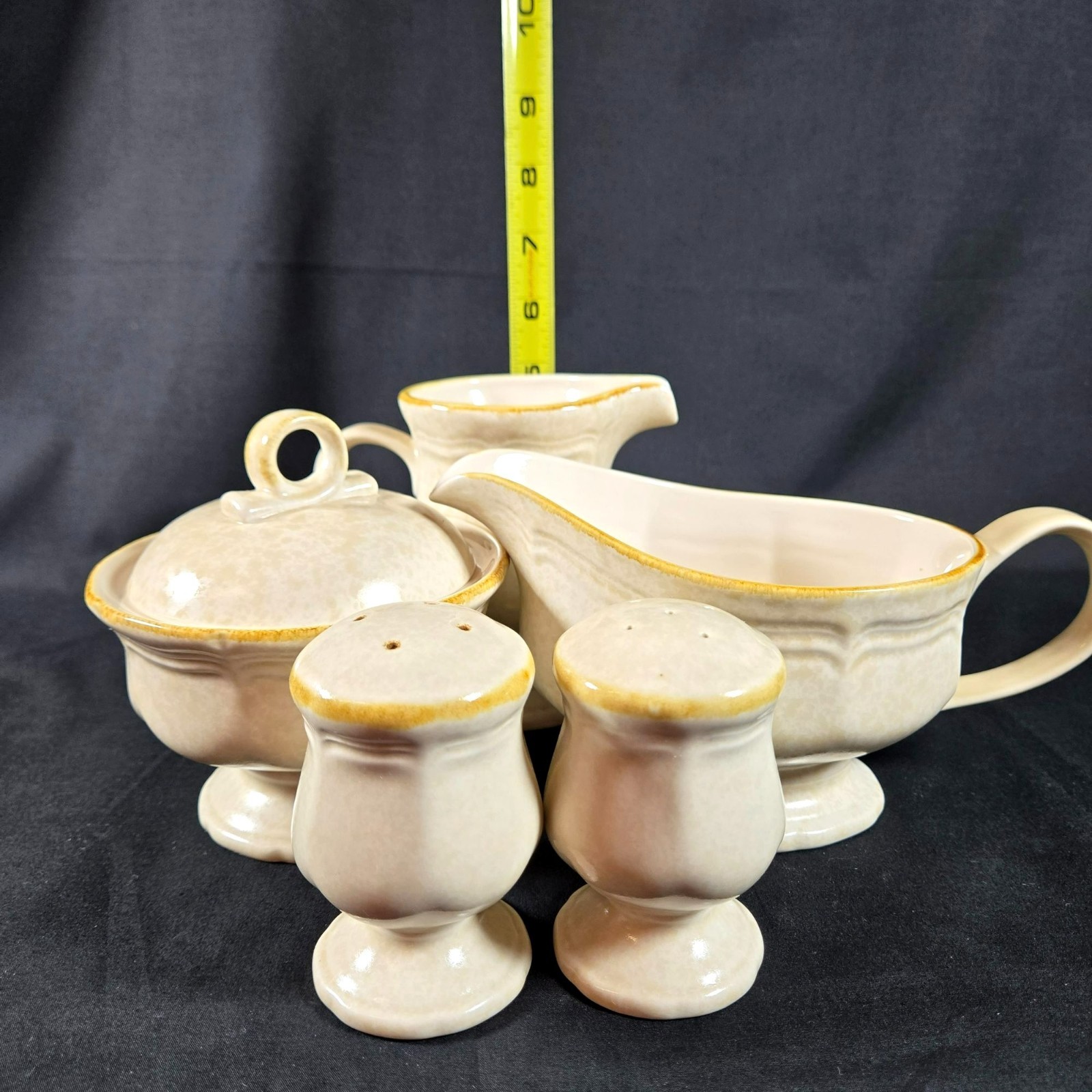 Mikasa Country Charm FG000 Serving Set Beige Brown Trim 8″ Japan Vintage Ceramic