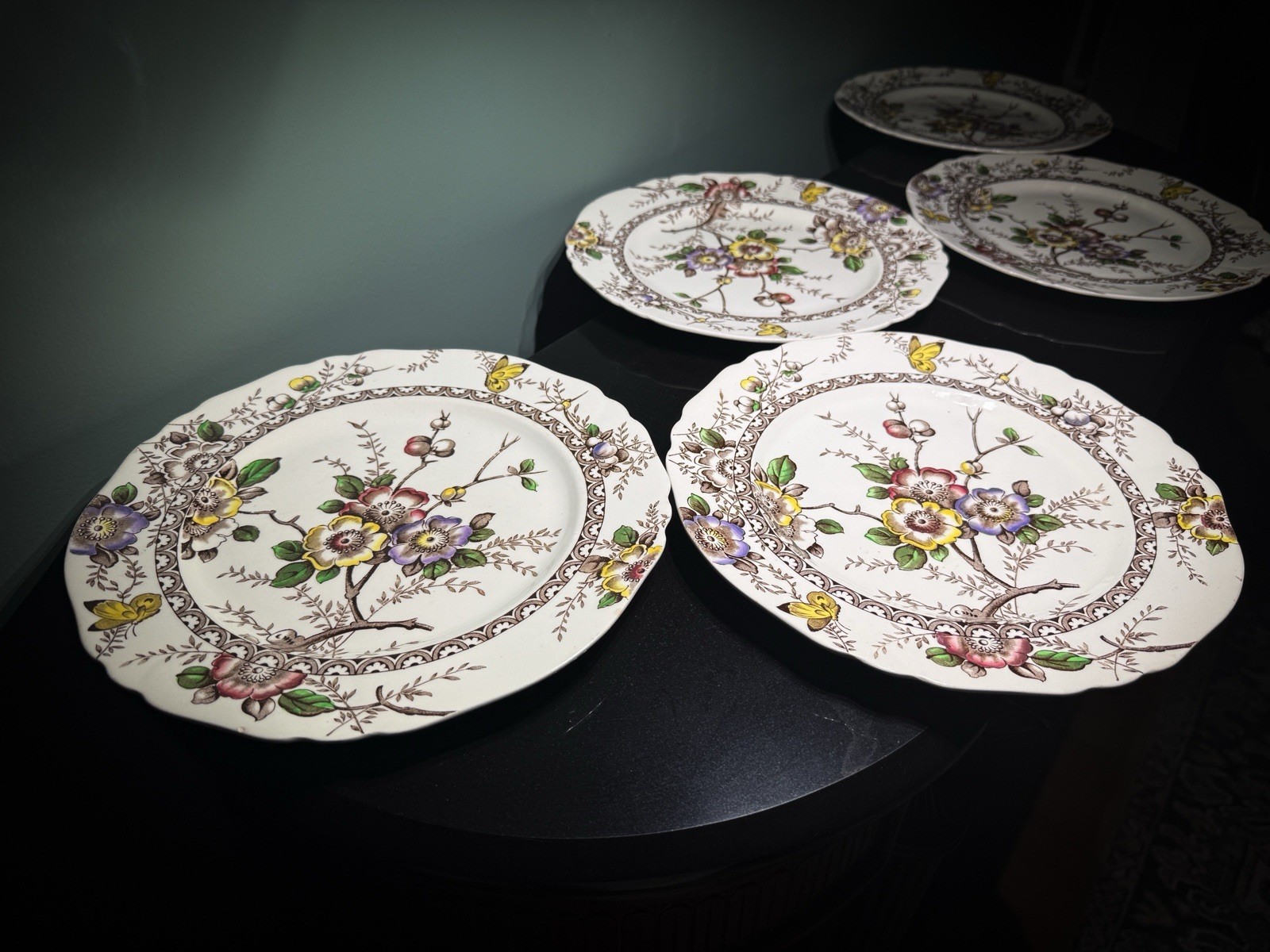 Set of 5 Alfred Meakin Medway Beautiful Dinner Plates Transferware Floral