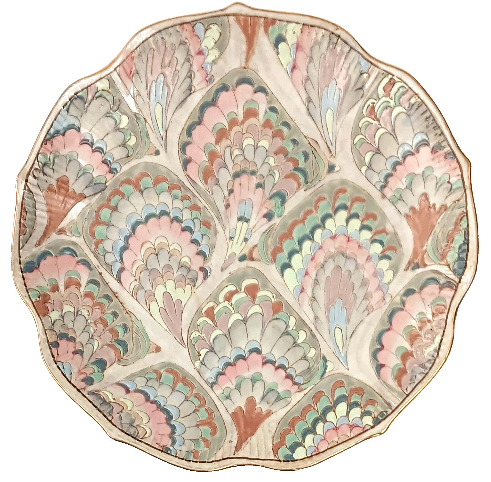Andrea By Sadek Marble Flame Fan Marbleized Plate 10.25”Diam Round