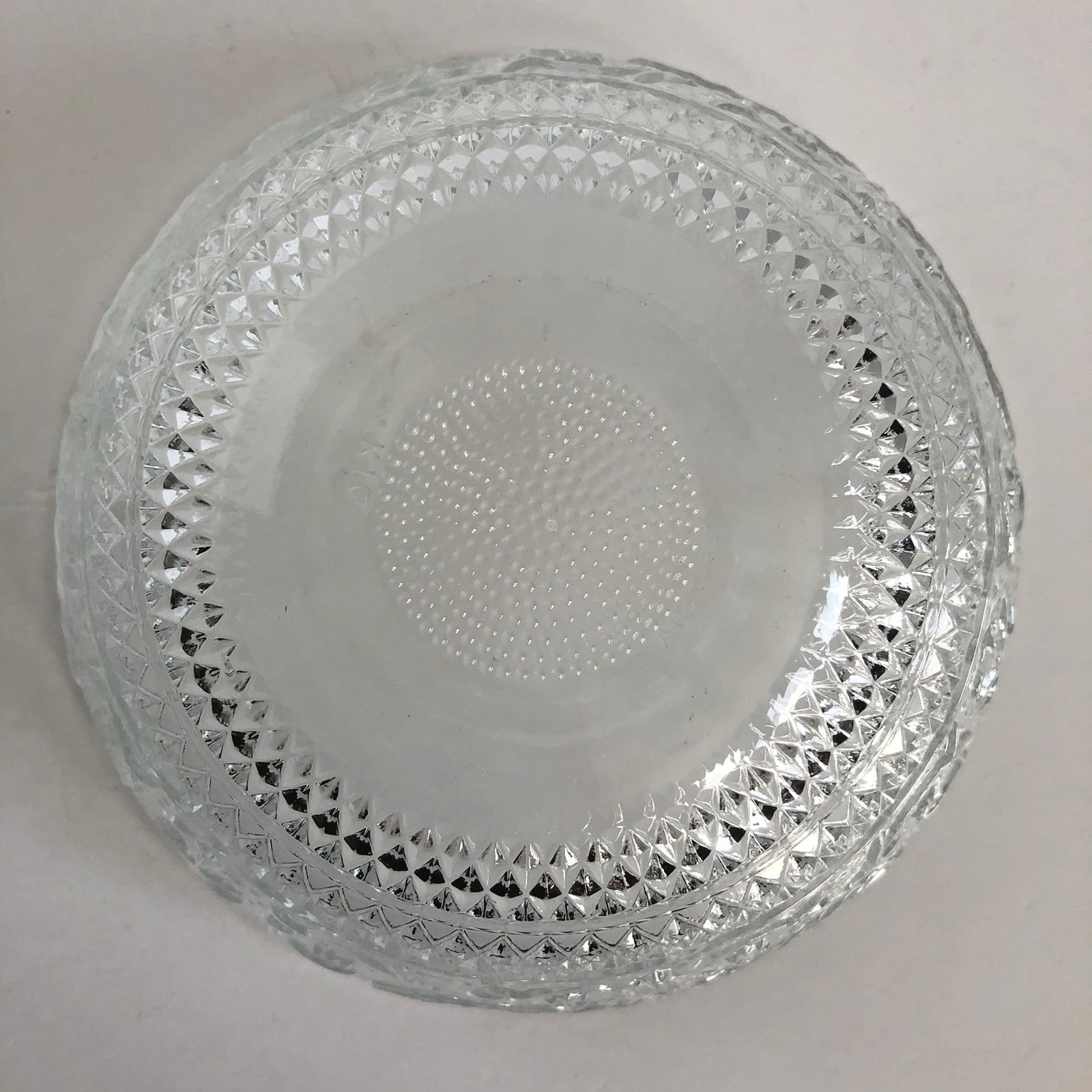 Vtg KIG Malaysia Crystal Sandwich Fleur de Lis Pattern Bowls 5 3/8″ Clear Set 2