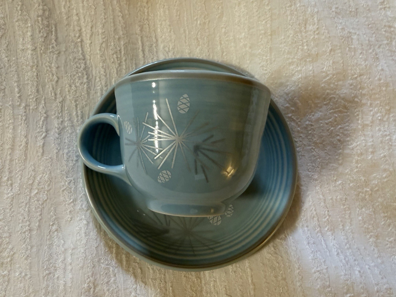 HLCCA 2026 Conference Exclusive Atomic Pine Fiesta Tea Cup & Saucer Sky