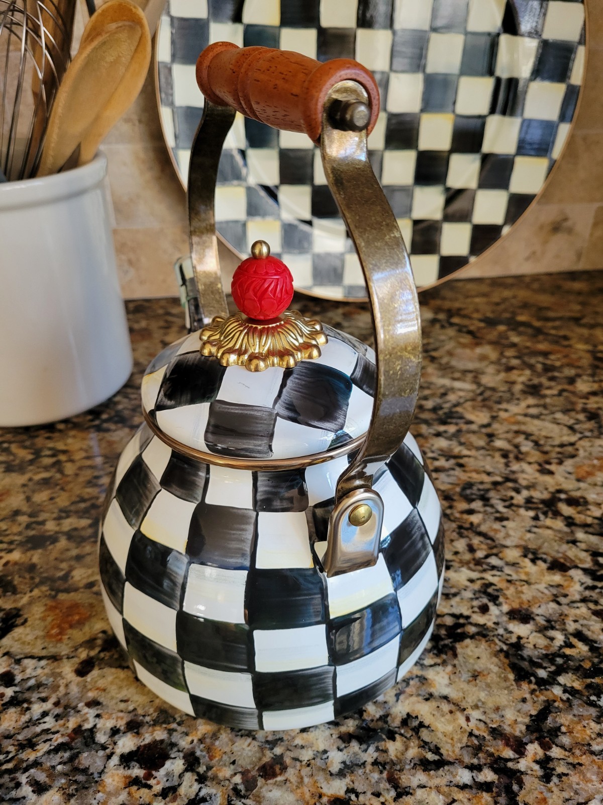 MacKENZIE-CHILDS 2 QT COURTLY CHECK TEA KETTLE NEW