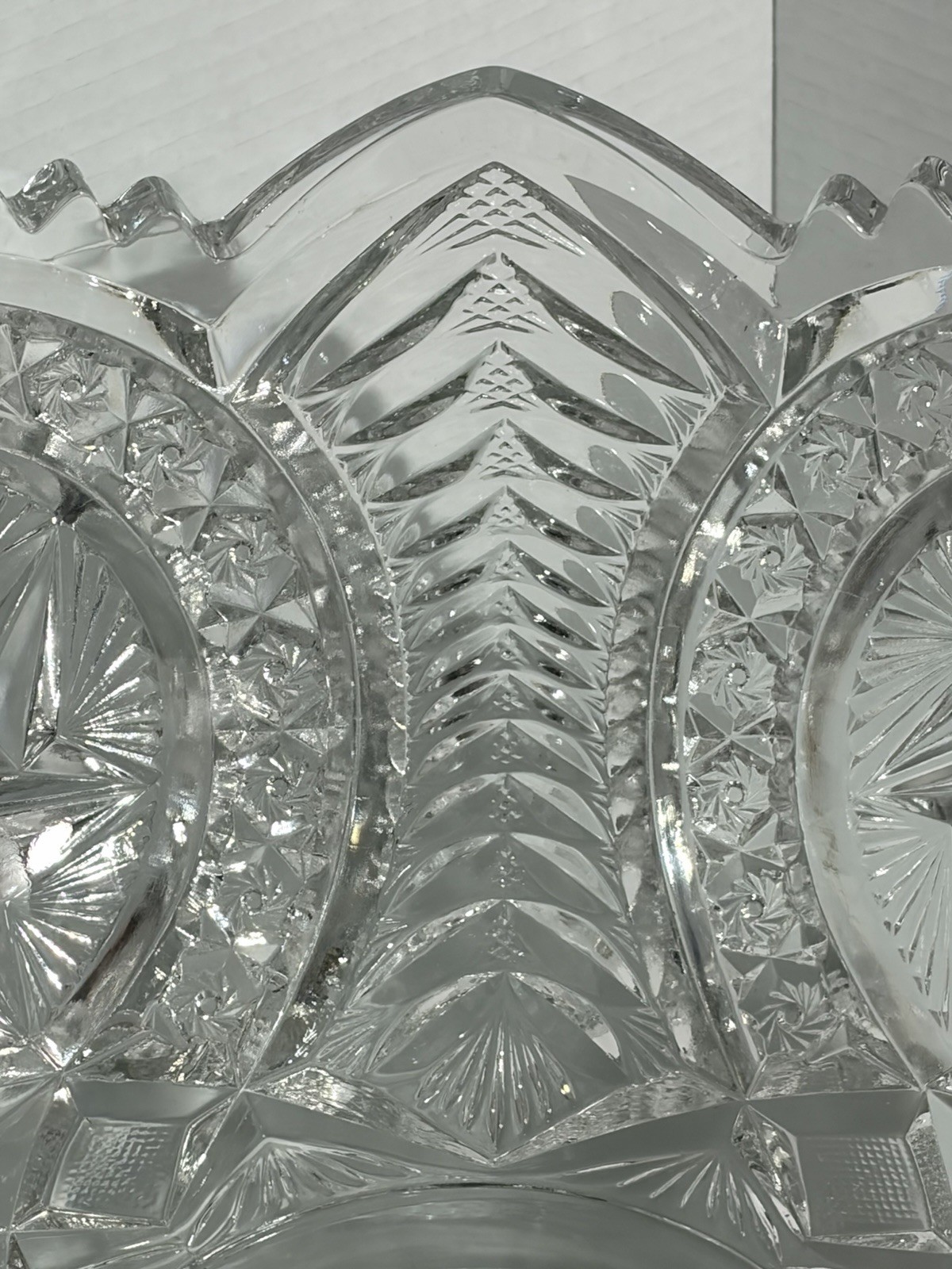 Vtg Rare Pattern Glass Pres Cut Punch Bowl Set LE Smith Stars Feather Horseshoe?