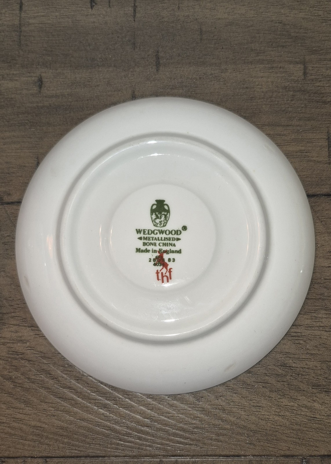 Wedgwood Metallized Bone China Creamer And Saucer England 4034 Rare Pattern