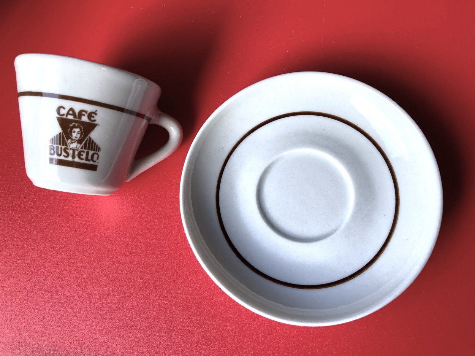 the Original Cafe Bustelo Porcelain Espresso Cup Saucer Francisco Pozzani Brazil