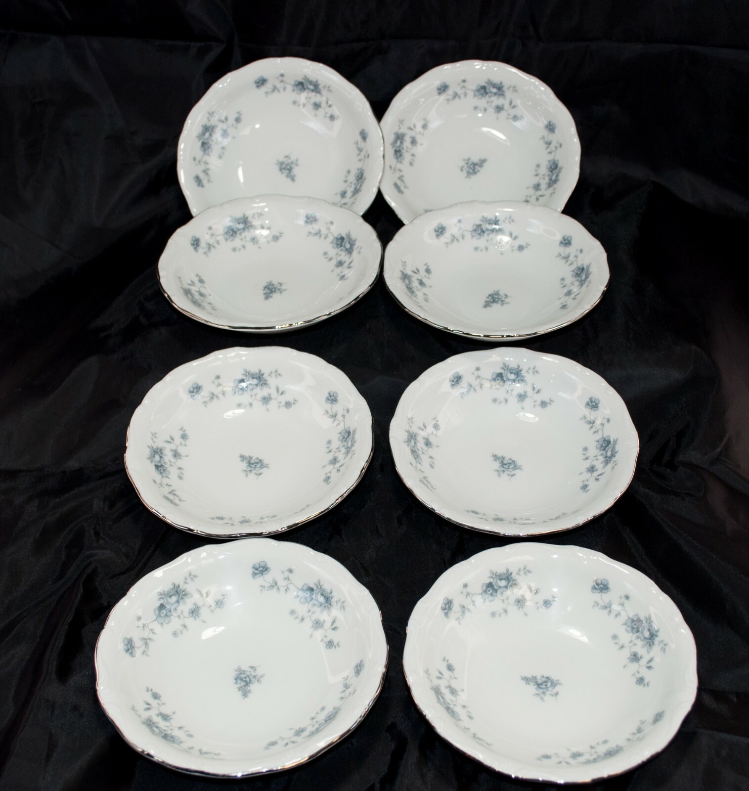 Johann Haviland Blue Garland Rose Bavaria Germany 8 Fruit Bowls 5 1/8 Inches