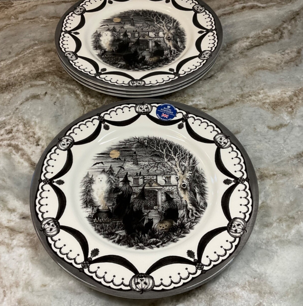 The Witches Coven Dinner Plates By Royal Stafford Halloween 11 Inch Set Of 4 New