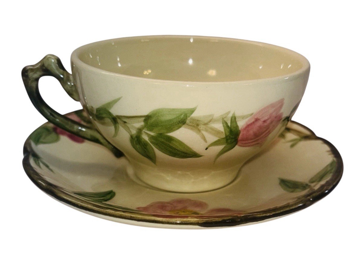 Franciscan Desert Rose Teacup & Saucer Vintage Hand Painted USA China Tea Cup