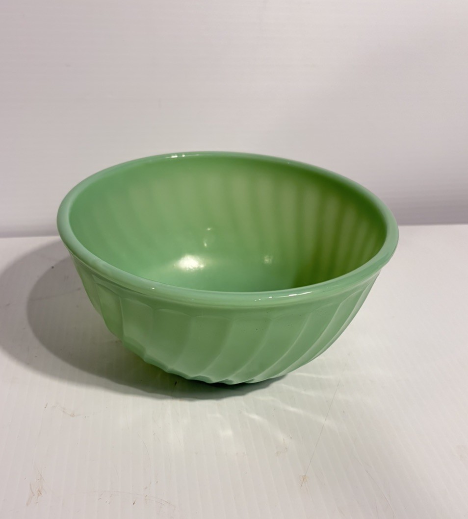 Fire-King Jadeite Swirl 8″ Mixing Bowl – Anchor Hocking Oven Ware Green Jade