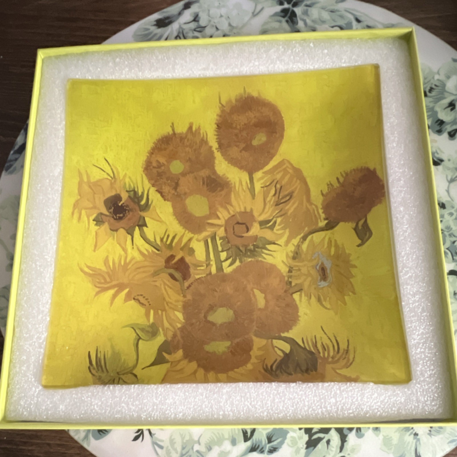 Van Gogh Glass Tray Sunflowers Square 20x20cm Licensed Reproduction China