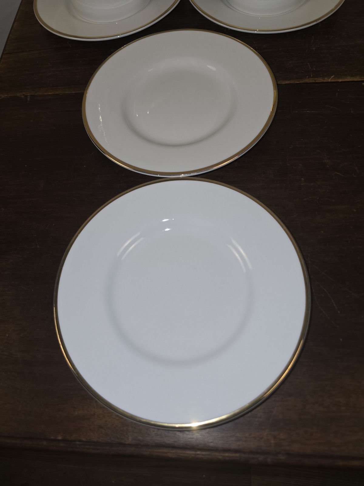 Set Of 12pc Farberware Elegance Gold White W/Gold Trim 6 Teacups & 6 Saucers
