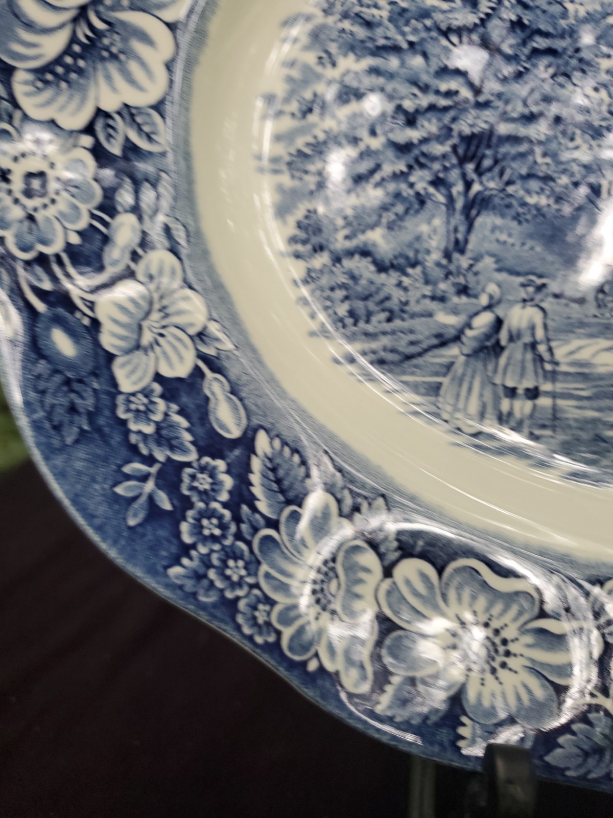 VTG Liberty Blue White Staffordshire Transferware Ironstone Oval Platter 12″