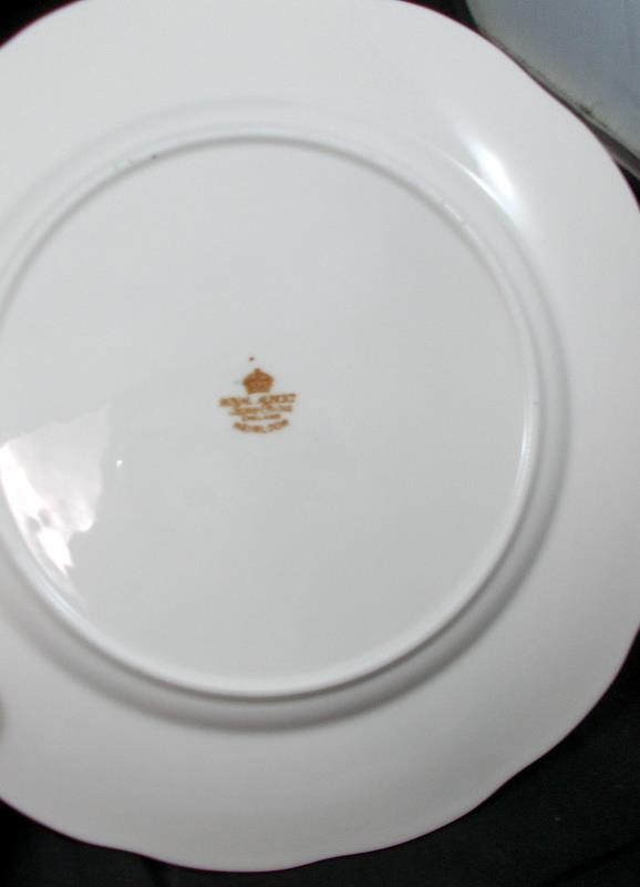 Royal Albert Heirloom Dinner Plate Rust Flowers and Gold Scrolls on Cobalt Blue