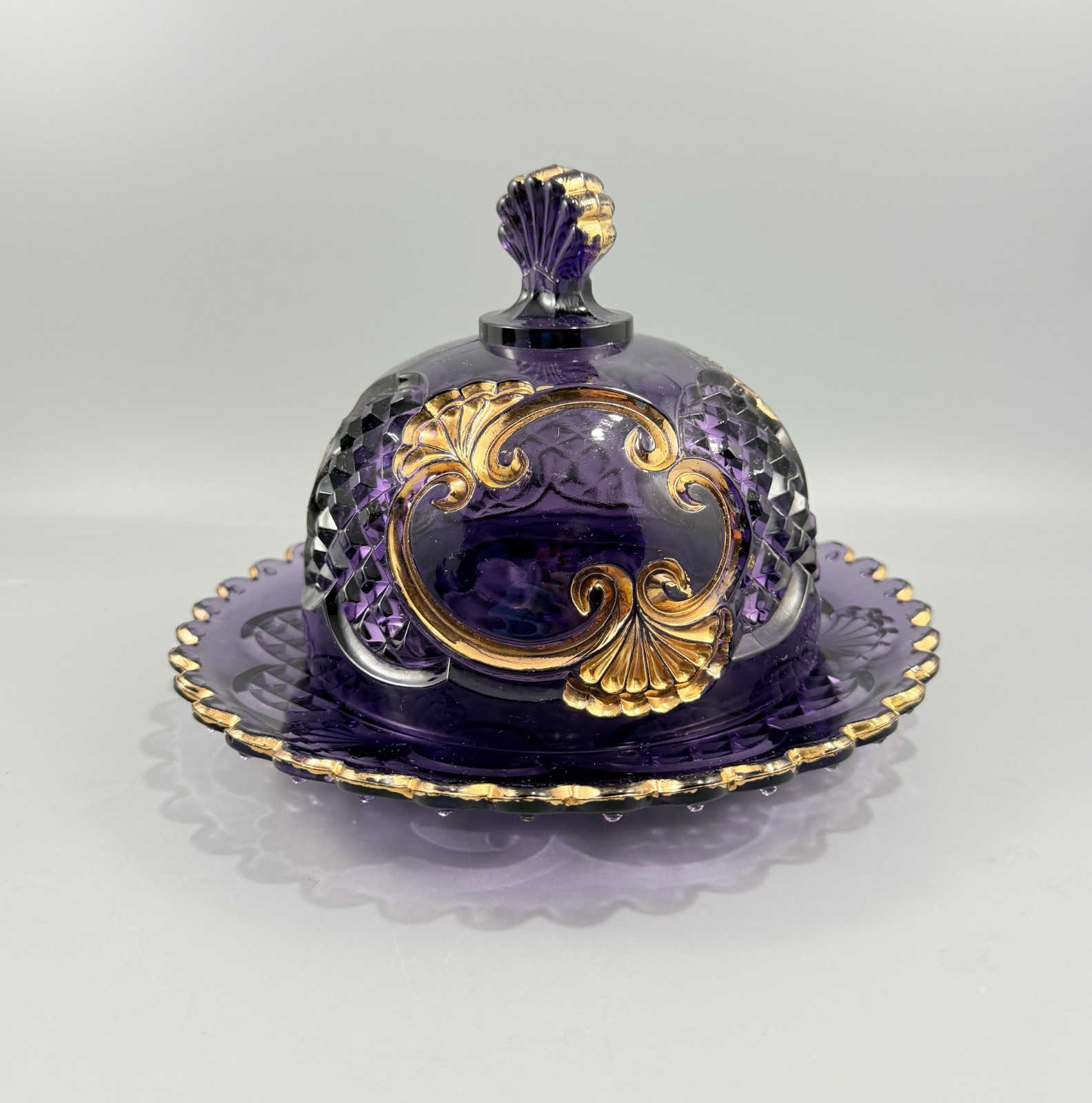 EAPG Riverside Amethyst Glass Croesus Butter Dish Creamer Sugar Bowl Set of 4