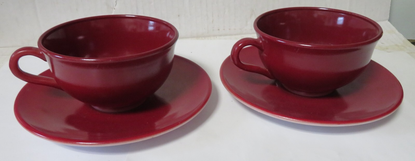 Vintage Hazel Atlas Milk Glass Ovide Platonite Set of 2 Cups & Saucers
