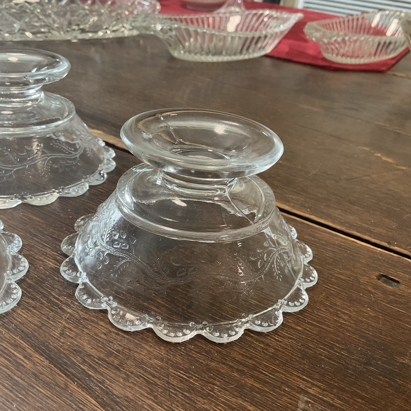 1879 CAPITOLA AKA BARLEY Bryce, Higbee Footed Sauce / Berry Bowl set of 3