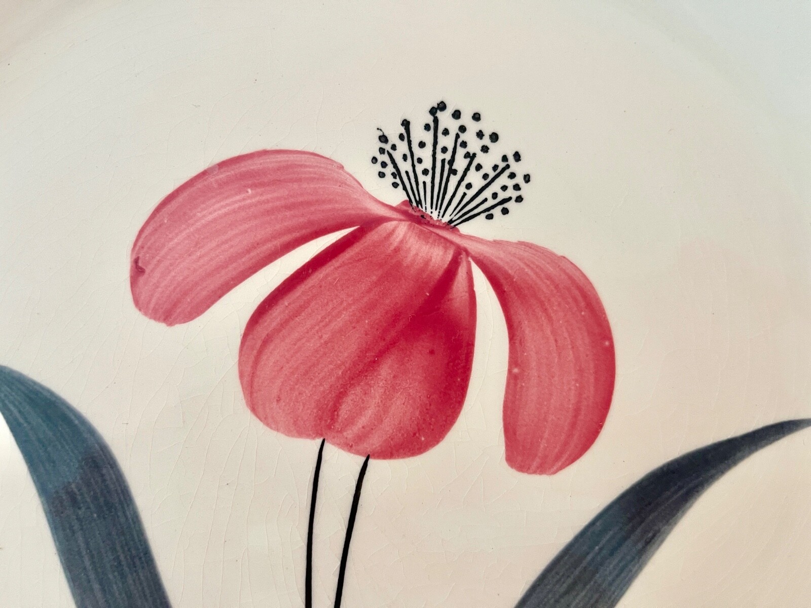 Stetson USA Mid Century Hand Painted floral platter